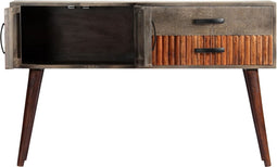 vidaXL - Wandtafel - 120x35x75 - cm - massief - ruw - mangohout - grijs