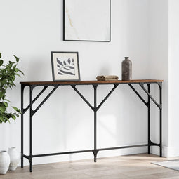 vidaXL - Wandtafel - 140x23x75 - cm - bewerkt - hout - bruin - eikenkleur