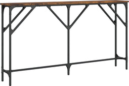 vidaXL - Wandtafel - 140x23x75 - cm - bewerkt - hout - gerookt - eikenkleurig