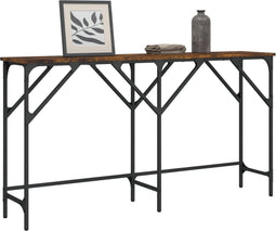 vidaXL - Wandtafel - 140x29x75 - cm - bewerkt - hout - gerookt - eikenkleurig
