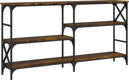 vidaXL - Wandtafel - 150x29x76,5 - cm - bewerkt - hout - gerookt - eikenkleurig