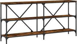 vidaXL - Wandtafel - 160x30x75 - cm - bewerkt - hout - en - ijzer - gerookt - eikenkleur