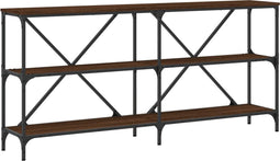 vidaXL - Wandtafel - 160x30x75 - cm - bewerkt - hout - en - ijzer - bruin - eikenkleur