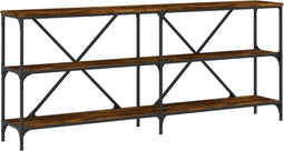 vidaXL - Wandtafel - 180x30x75 - cm - bewerkt - hout - en - ijzer - gerookt - eikenkleur