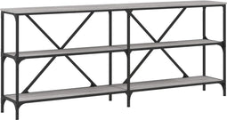 vidaXL - Wandtafel - 180x30x75 - cm - bewerkt - hout - en - ijzer - grijs - sonoma - eiken
