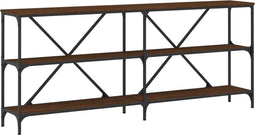 vidaXL - Wandtafel - 180x30x75 - cm - bewerkt - hout - en - ijzer - bruin - eikenkleur