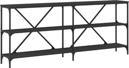 vidaXL - Wandtafel - 180x30x75 - cm - bewerkt - hout - en - ijzer - zwart