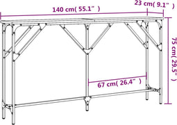 vidaXL - Wandtafel - 200x29x75 - cm - bewerkt - hout - gerookt - eikenkleurig