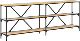 vidaXL - Wandtafel - 200x30x75 - cm - bewerkt - hout - en - ijzer - sonoma - eikenkleur