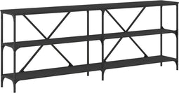 vidaXL - Wandtafel - 200x30x75 - cm - bewerkt - hout - en - ijzer - zwart