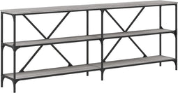 vidaXL - Wandtafel - 200x30x75 - cm - bewerkt - hout - en - ijzer - grijs - sonoma - eiken