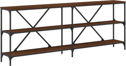 vidaXL - Wandtafel - 200x30x75 - cm - bewerkt - hout - en - ijzer - bruin - eikenkleur