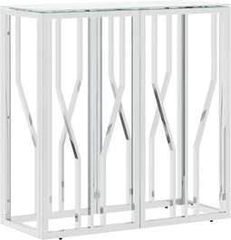 vidaXL - Wandtafel - 70x30x70 - cm - roestvrij - staal - en - glas - zilverkleurig