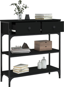 vidaXL - Wandtafel - 72,5x25x75 - cm - bewerkt - hout - zwart