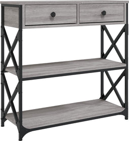 vidaXL - Wandtafel - 75x28x75 - cm - bewerkt - hout - grijs - sonoma - eikenkleurig