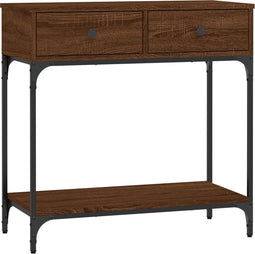 vidaXL - Wandtafel - 75x34,5x75 - cm - bewerkt - hout - bruin - eikenkleur