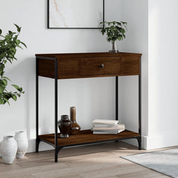 vidaXL - Wandtafel - 75x34,5x75 - cm - bewerkt - hout - bruin - eikenkleur