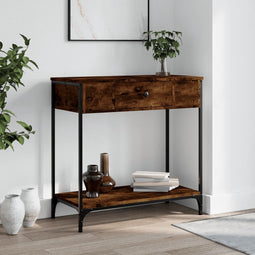 vidaXL - Wandtafel - 75x34,5x75 - cm - bewerkt - hout - gerookt - eikenkleurig