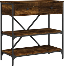 vidaXL - Wandtafel - 75x34,5x75 - cm - bewerkt - hout - gerookt - eikenkleurig