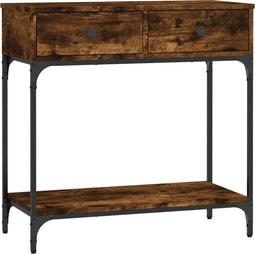 vidaXL - Wandtafel - 75x34,5x75 - cm - bewerkt - hout - gerookt - eikenkleurig