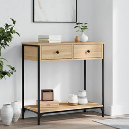 vidaXL - Wandtafel - 75x34,5x75 - cm - bewerkt - hout - sonoma - eikenkleurig