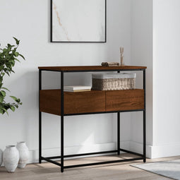 vidaXL - Wandtafel - 75x40x75 - cm - bewerkt - hout - bruin - eikenkleur