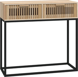vidaXL - Wandtafel - 80x30x75 - cm - bewerkt - hout - en - ijzer