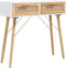 vidaXL - Wandtafel - 80x30x75 - cm - massief - grenenhout - en - natuurlijk - rattan