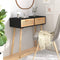 vidaXL - Wandtafel - 80x30x75 - cm - massief - grenenhout - en - natuurlijk - rattan