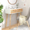 vidaXL - Wandtafel - 80x30x75 - cm - massief - grenenhout - en - natuurlijk - rattan