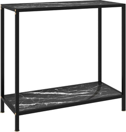 vidaXL - Wandtafel - 80x35x75 - cm - gehard - glas - zwart