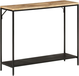 vidaXL - Wandtafel - 90x30x75 - cm - massief - ruw - mangohout - en - ijzer