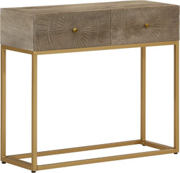 vidaXL - Wandtafel - 90x30x76 - cm - massief - mangohout - en - ijzer