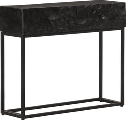vidaXL - Wandtafel - 90x30x76 - cm - massief - mangohout - en - ijzer - zwart