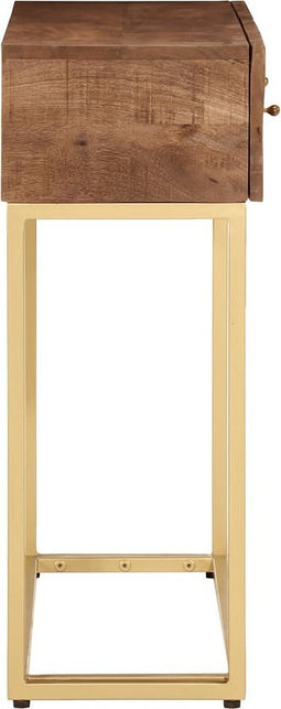 vidaXL - Wandtafel - 90x30x76 - cm - massief - mangohout - en - ijzer