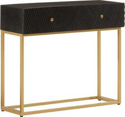 vidaXL - Wandtafel - 90x30x76 - cm - massief - mangohout - en - ijzer - zwart