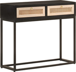 vidaXL - Wandtafel - 90x30x76 - cm - massief - mangohout - en - ijzer - zwart