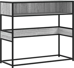 vidaXL - Wandtafel - 90x35x80 - cm - bewerkt - hout - grijs - sonoma - eikenkleurig