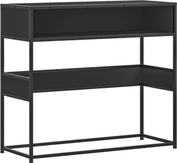 vidaXL - Wandtafel - 90x35x80 - cm - bewerkt - hout - zwart
