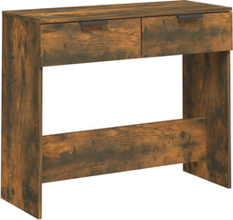 vidaXL - Wandtafel - 90x36x75 - cm - bewerkt - hout - gerookt - eikenkleurig