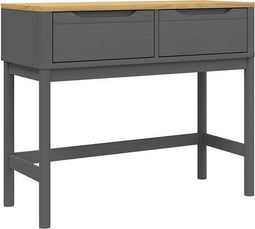 vidaXL - Wandtafel - FLORO - 89,5x36,5x73 - cm - massief - grenenhout - grijs