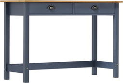 vidaXL - Wandtafel - Hill - 2 - lades - 110x45x74 - cm - massief - grenenhout - grijs