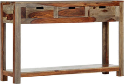 vidaXL - Wandtafel - met - 3 - lades - 120x30x75 - cm - massief - sheeshamhout