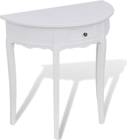vidaXL - Wandtafel - met - lade - halfrond - wit