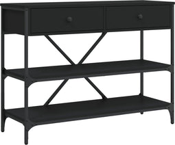 vidaXL - Wandtafel - met - lades - en - schappen - bewerkt - hout - zwart