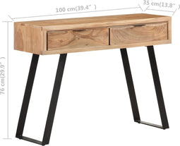 vidaXL - Wandtafel - met - natuurlijke - rand - 100x35x76 - cm - massief - acaciahout