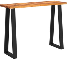 vidaXL - Wandtafel - met - natuurlijke - rand - 110x35x80 - cm - massief - acaciahout