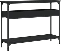 vidaXL - Wandtafel - met - schap - 100x29x75 - cm - bewerkt - hout - zwart