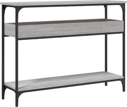 vidaXL - Wandtafel - met - schap - 100x29x75 - cm - bewerkt - hout - grijs - sonoma