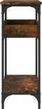 vidaXL - Wandtafel - met - schap - 100x29x75 - cm - bewerkt - hout - gerookt - eiken